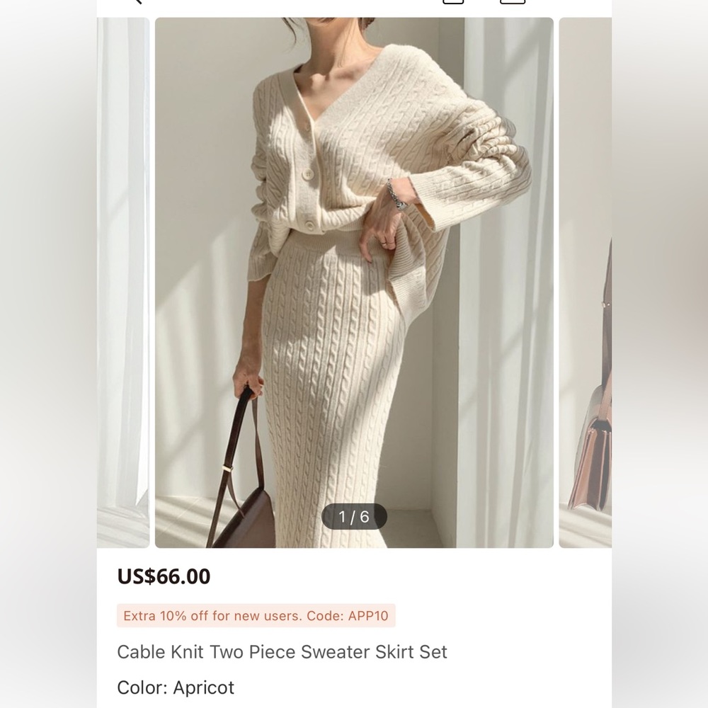 Two piece sweater skirt set